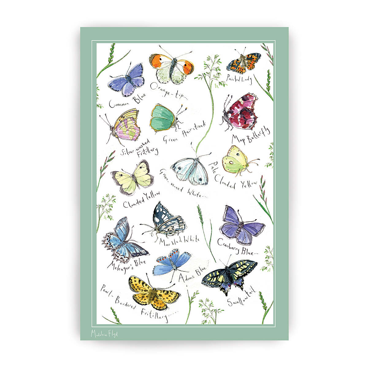 Tea Towel "Madeleine Floyd's Meadow Butterflies" Irish Linen Stores