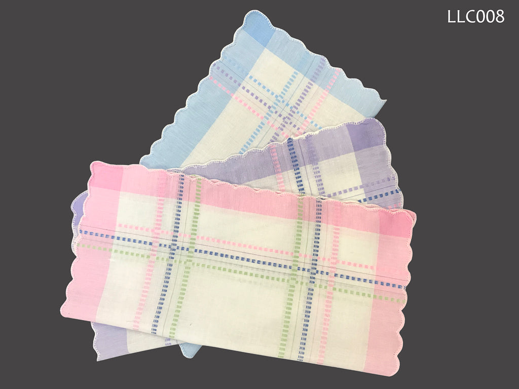 Handkerchief Ladies - Scalloped Edge Cotton, Woven Border – Irish