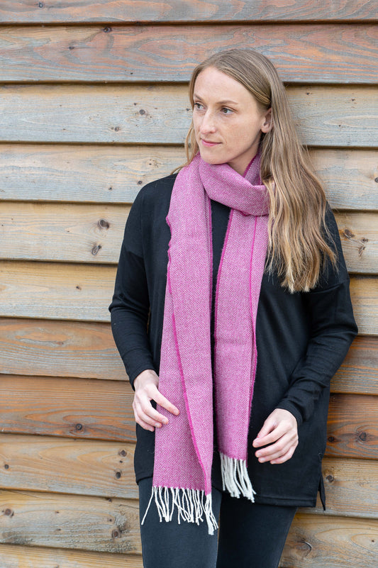 McNutt Lambswool Scarf - Beetroot Herringbone