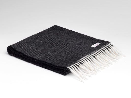 McNutt Lambswool Scarf - Black Herringbone