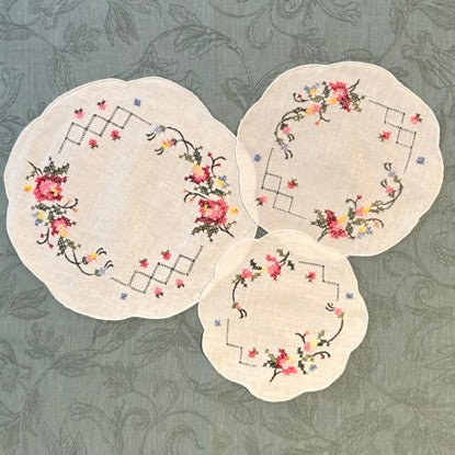 Cotton Doily With Cross Stitch