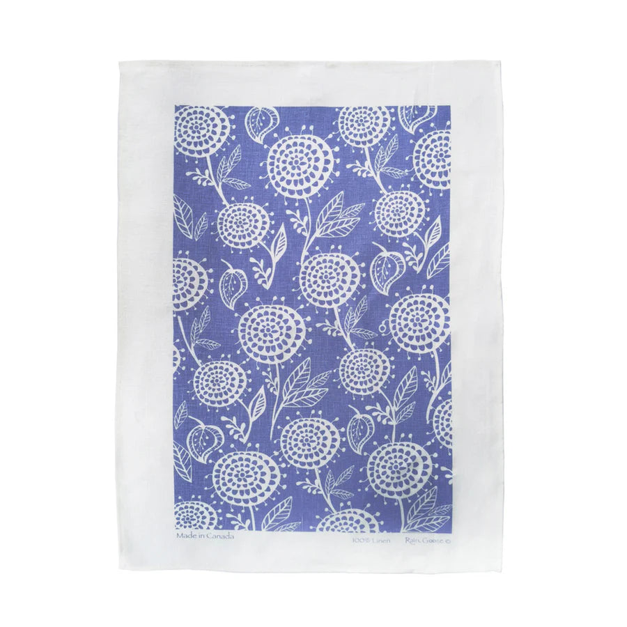 Rain Goose Linen Tea Towel "Dahlia" Powder Blue