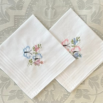 Handkerchief Ladies - Embossed Cotton Butterflies