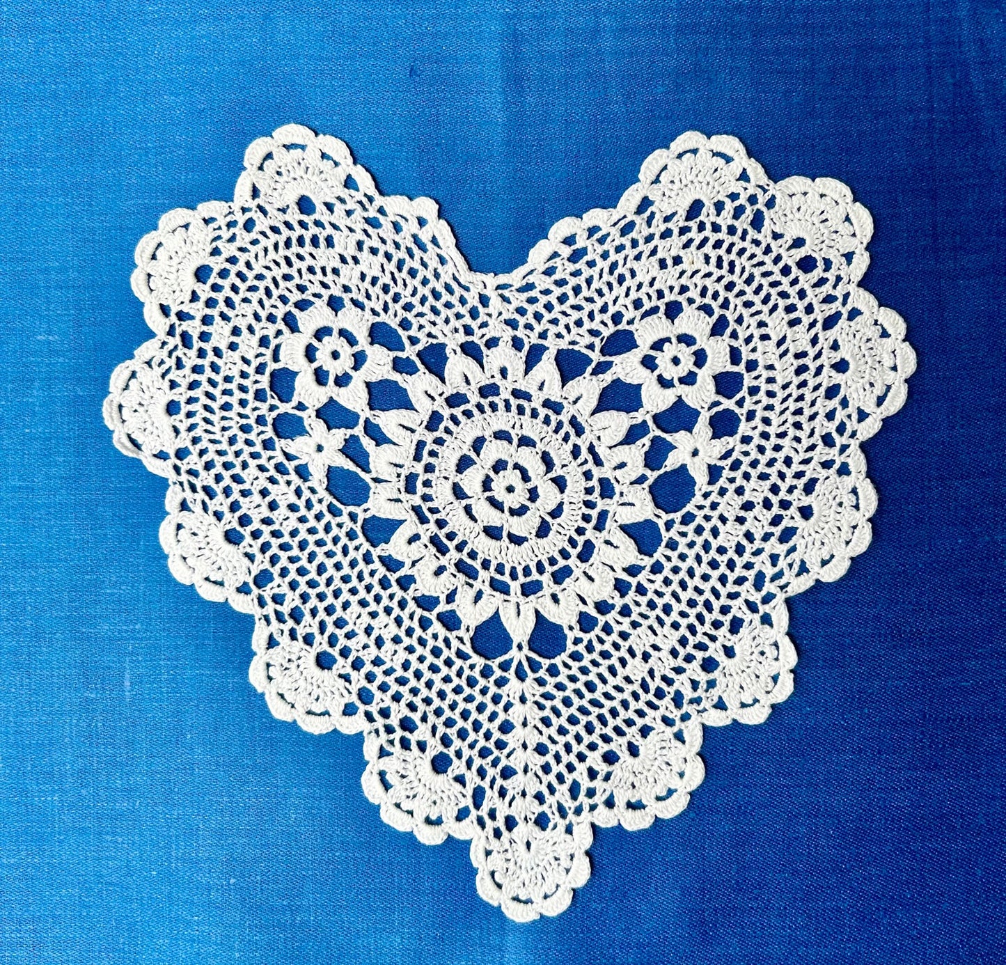 Heart Crochet Cotton Doily - White