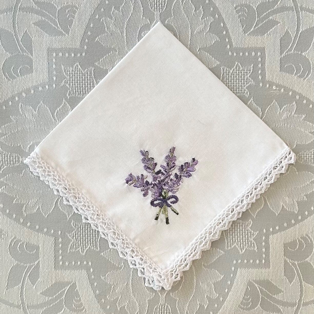 Handkerchief Ladies - Lavender with Crochet Lace Border