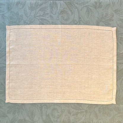 Classic Irish Linen Hemstitch Placemats - Natural