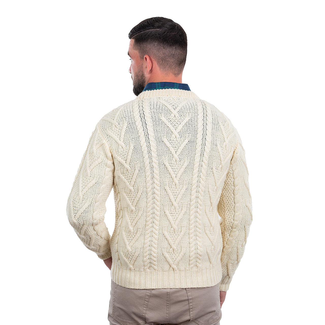 Men's Merino Aran Sweater - Natural