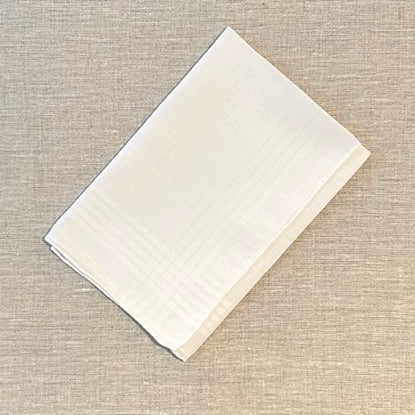 Handkerchief Men's - White Linen Hand Rolled Hem