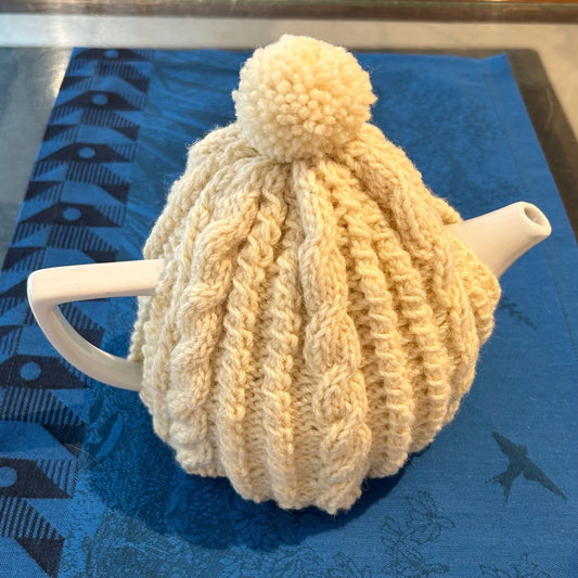 Hand Knit Irish Tea Cosy - "Orla" Cream