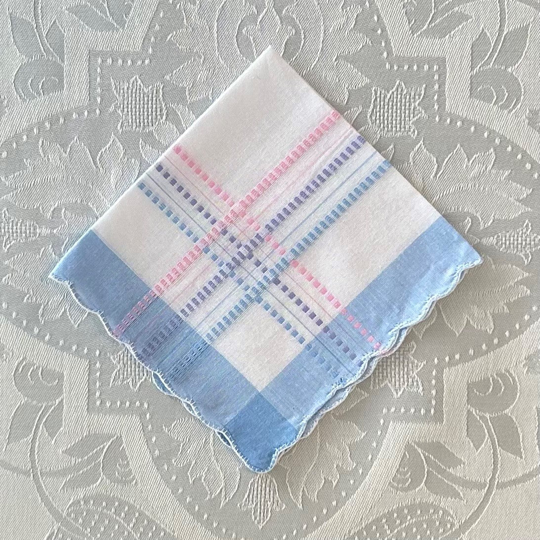 Handkerchief Ladies - Scalloped Edge Cotton, Woven Border