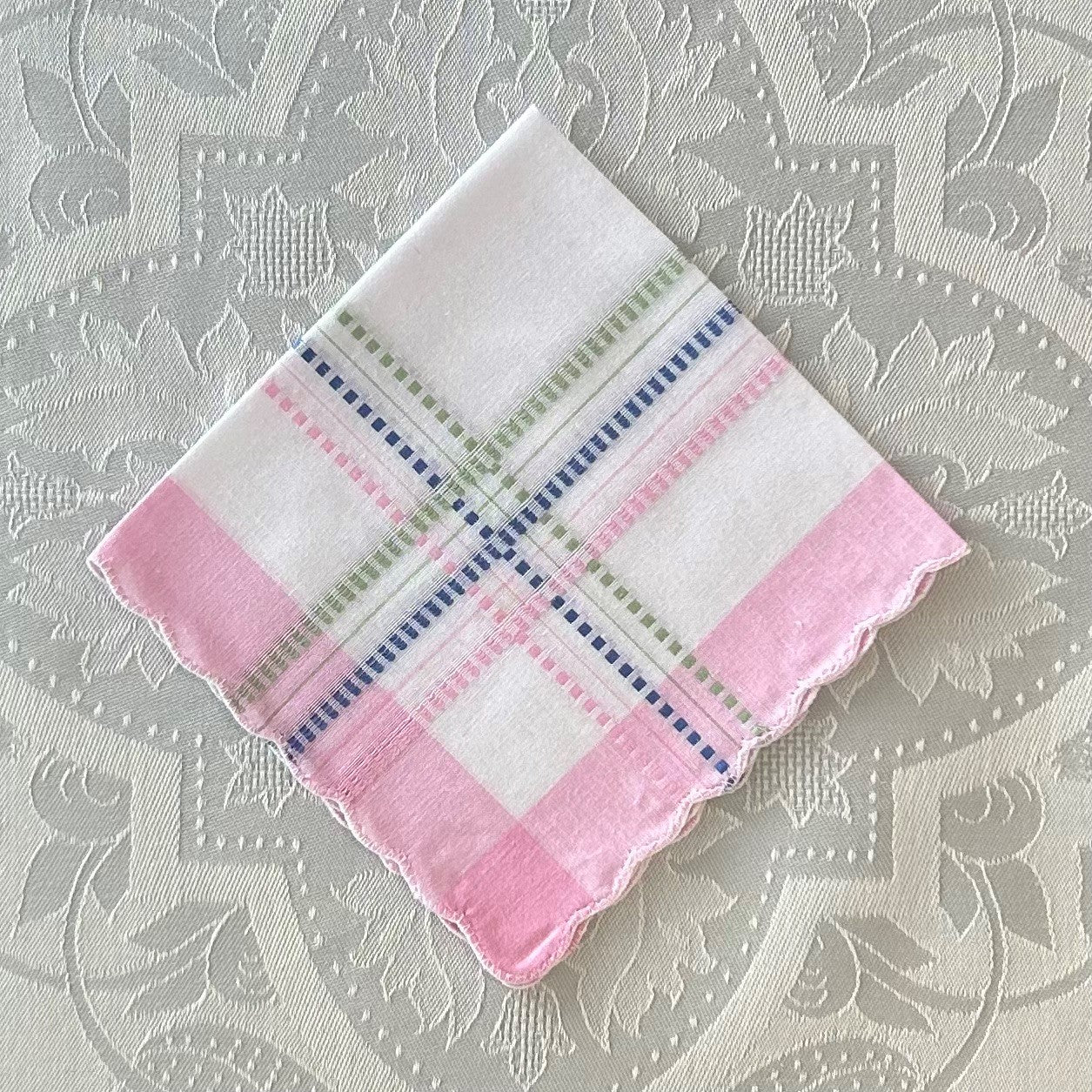 Handkerchief Ladies - Scalloped Edge Cotton, Woven Border