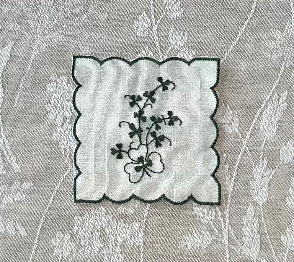 Kinsale Linen Blend Shamrock Cocktail Mats / Coasters