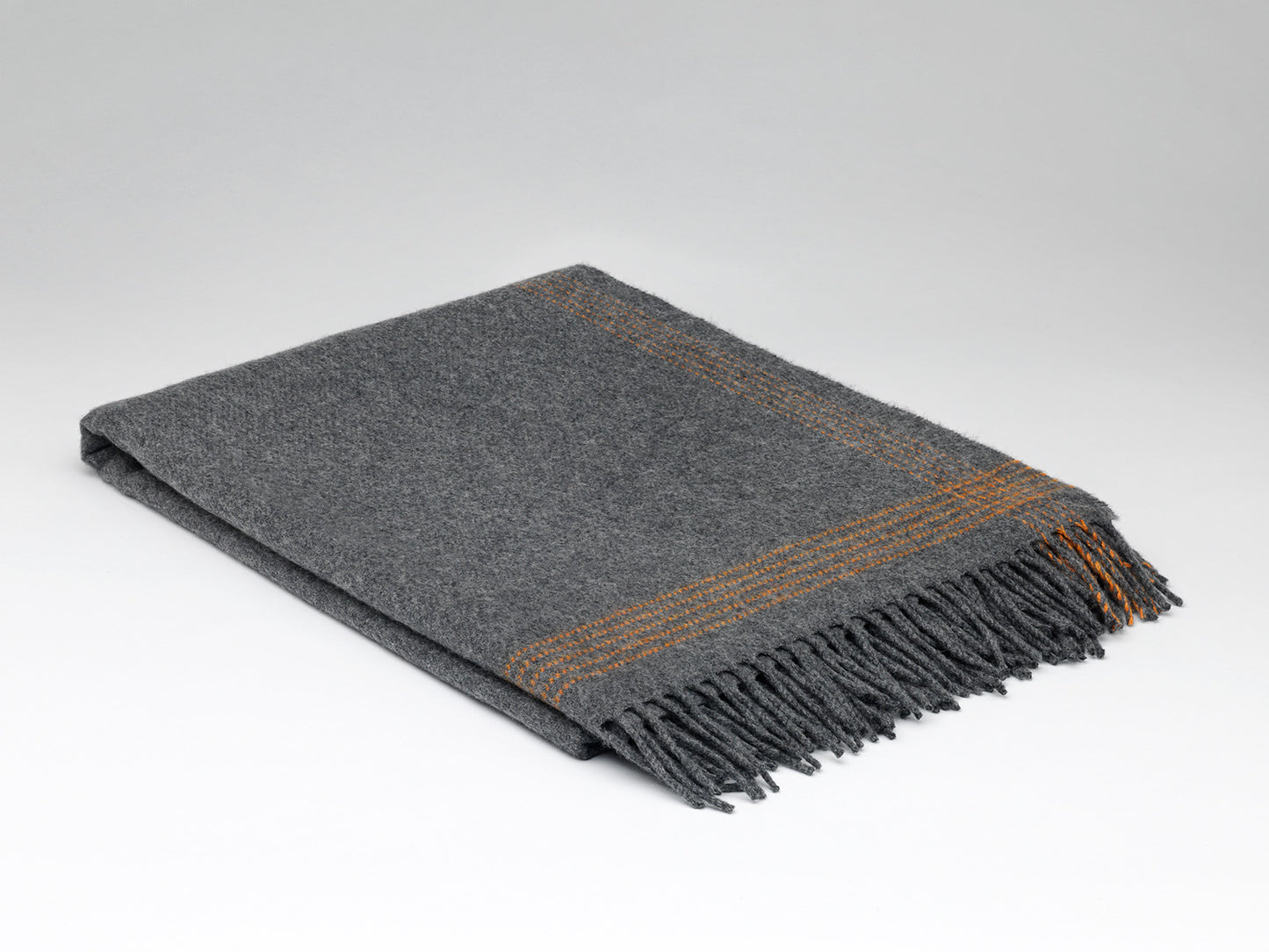 McNutt Cashmere/Merino Wool Throw "Steel & Orange"