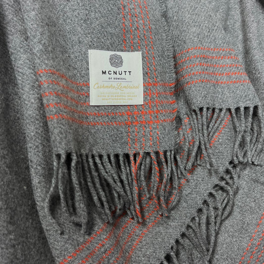 McNutt Cashmere/Merino Wool Throw "Steel & Orange"