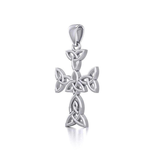 Sterling Silver Celtic Pendant Necklace: Celtic Cross Style 2