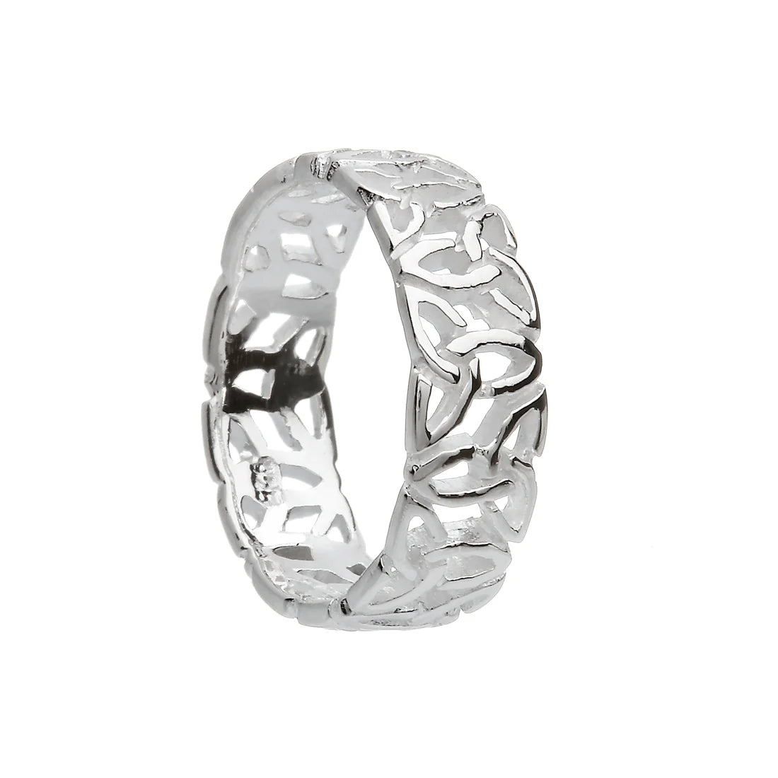 Sterling Silver Celtic Ring: Trinity Knot Openwork Band