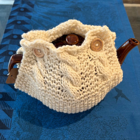 Hand Knit Irish Tea Cosy - "Maeve" Cream