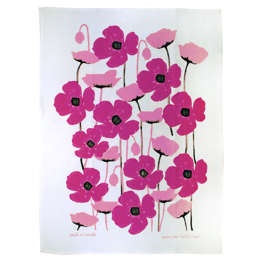 Rain Goose Linen Tea Towel "Pink Poppies"