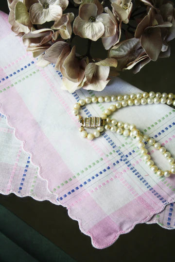 Handkerchief Ladies - Scalloped Edge Cotton, Woven Border – Irish
